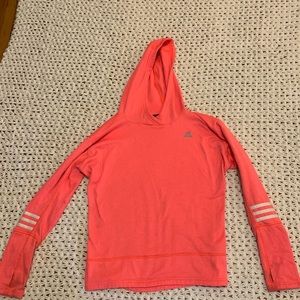 Adidas light pink three striped hoodie. Size small
